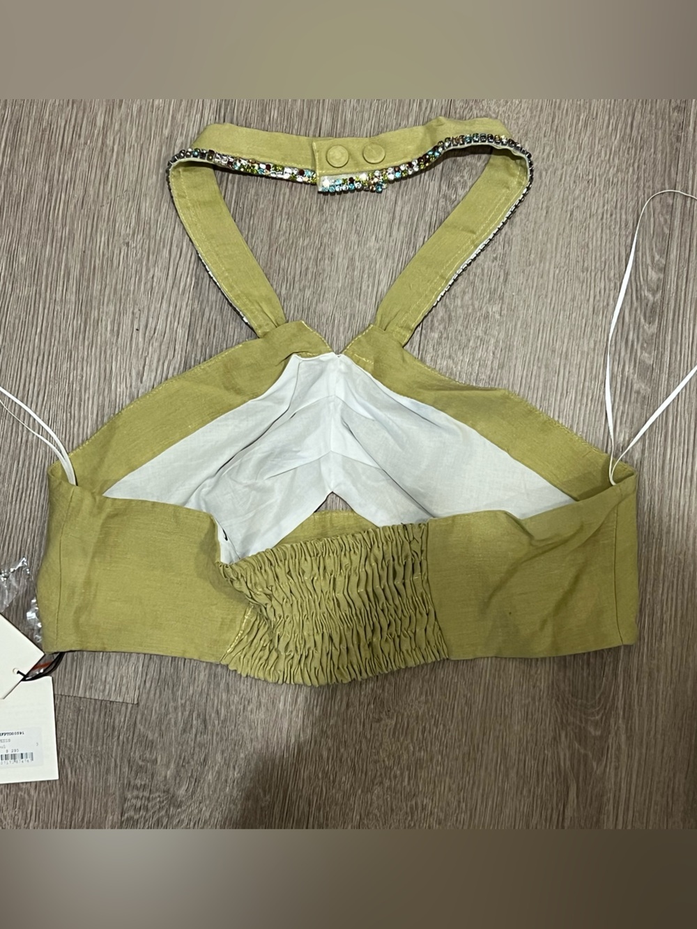Sandro Avedis Embellished Linen Blend Crop Top Size 3 NWT - Picture 4 of 6